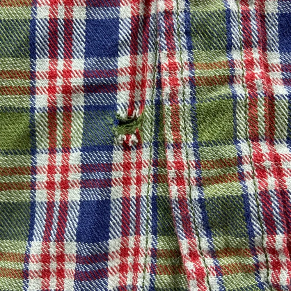 J. Crew Oarsman Button Down Shirt Mens L Plaid Long Sleeve Cotton Pocket